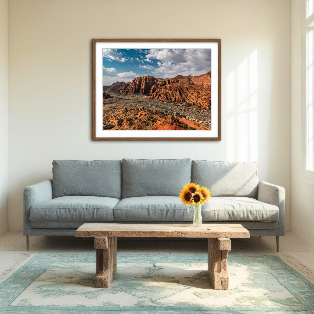 AUTO-MOCKUP ROOM | Tan & Blue Wall Art