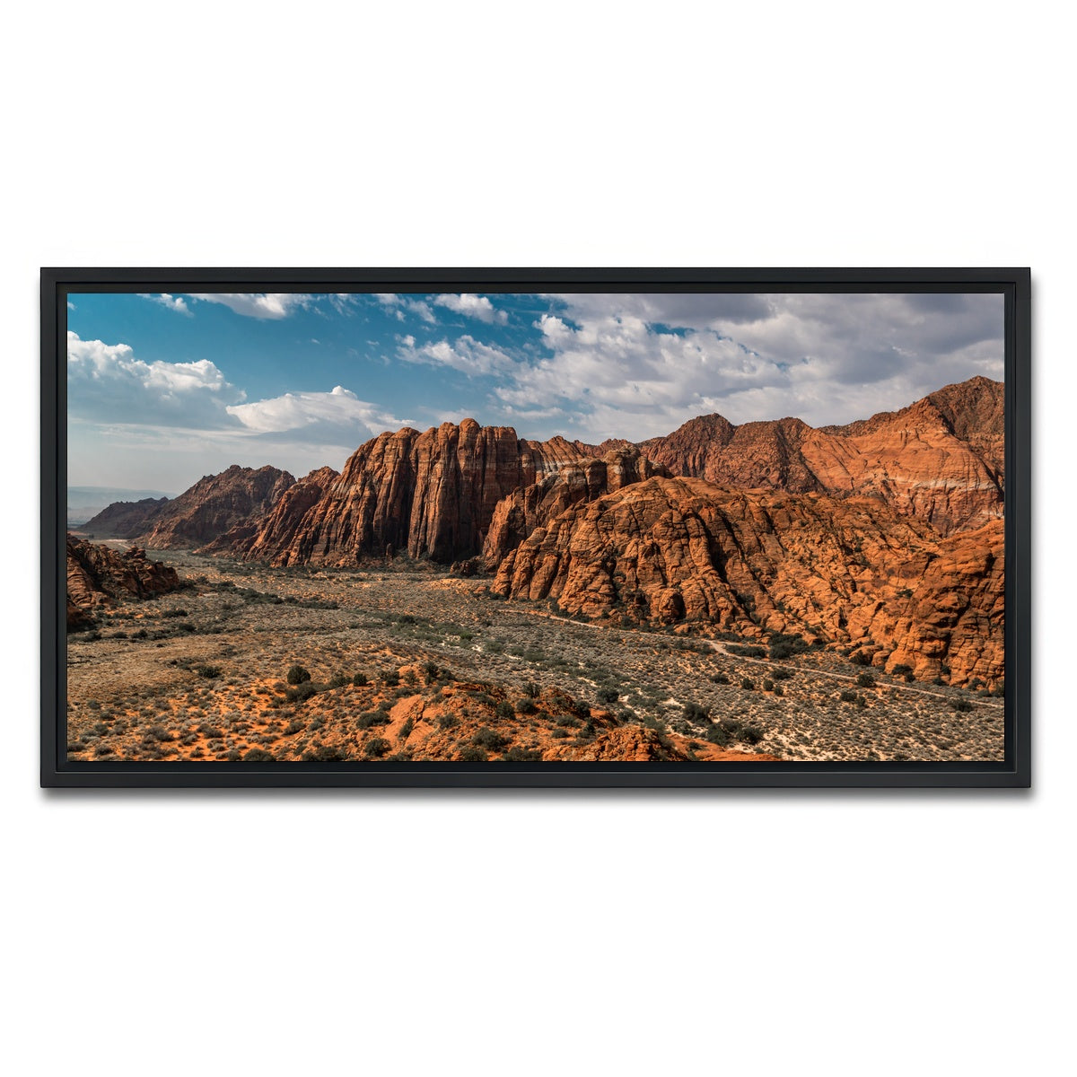 AUTO-MOCKUP WHITE | Tan & Blue | 1 Piece | Black Framed Canvas | group=2x1