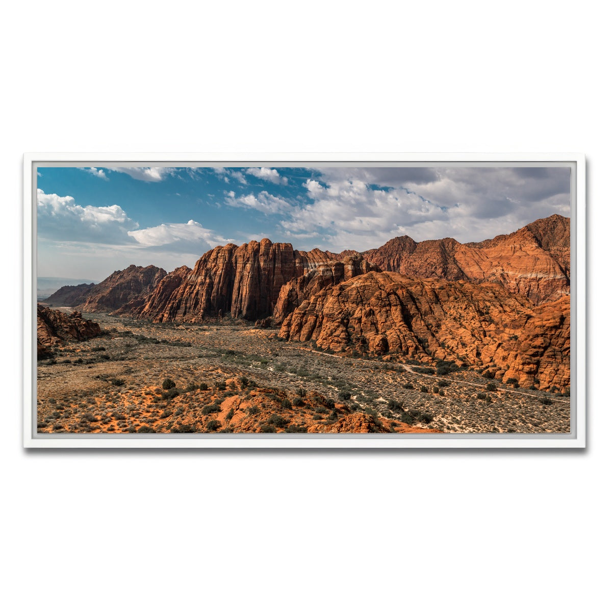 AUTO-MOCKUP WHITE | Tan & Blue | 1 Piece | White Framed Canvas | group=2x1