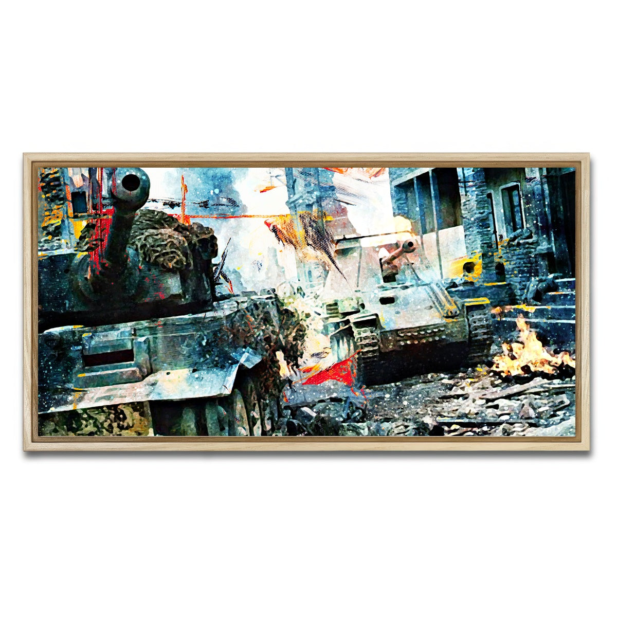AUTO-MOCKUP WHITE | Tank Battle | 1 Piece | Natural Framed Canvas | group=2x1