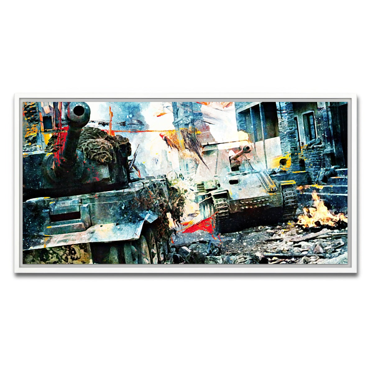 AUTO-MOCKUP WHITE | Tank Battle | 1 Piece | White Framed Canvas | group=2x1