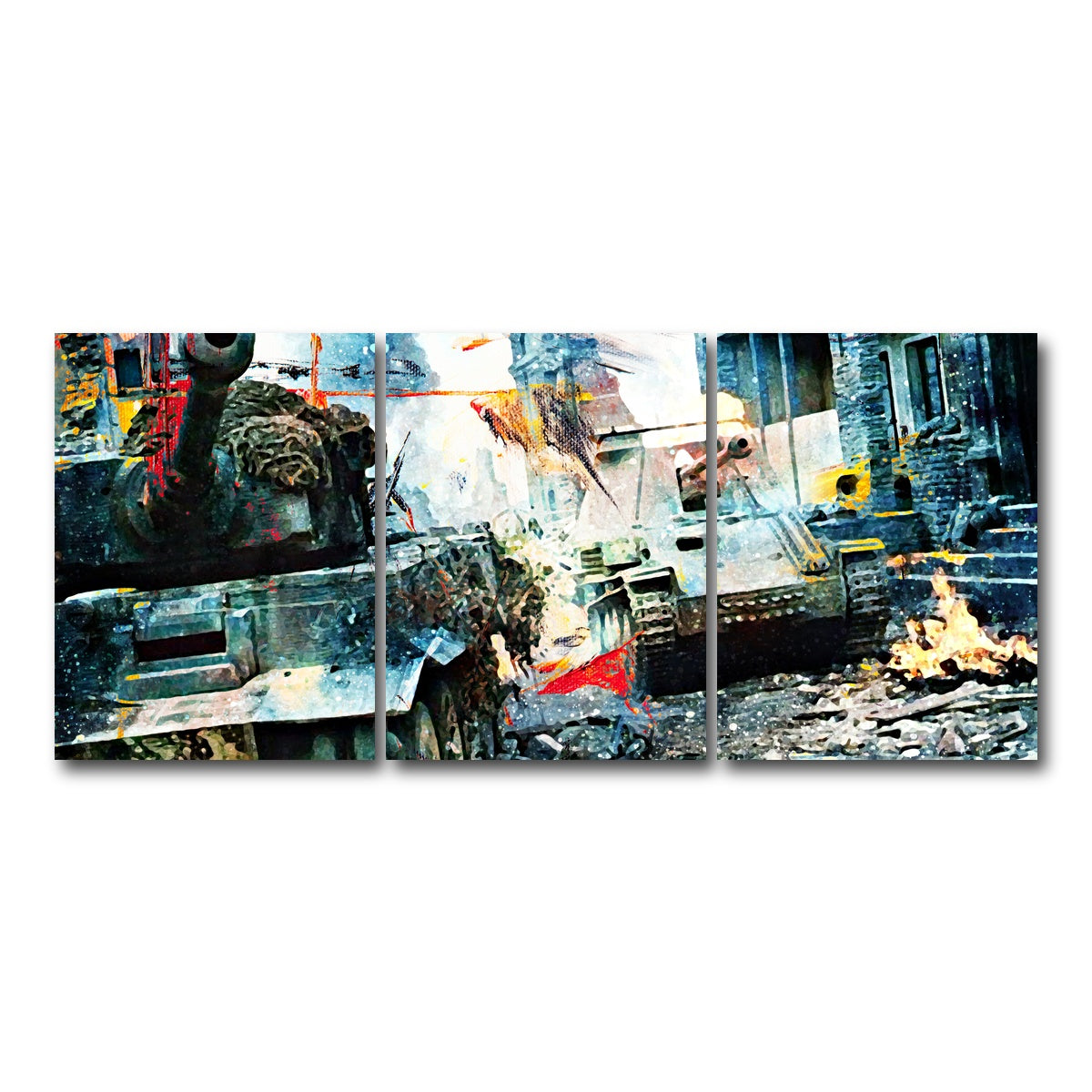 AUTO-MOCKUP WHITE | Tank Battle | 3 Piece | Gallery Wrap Canvas | group=18x24