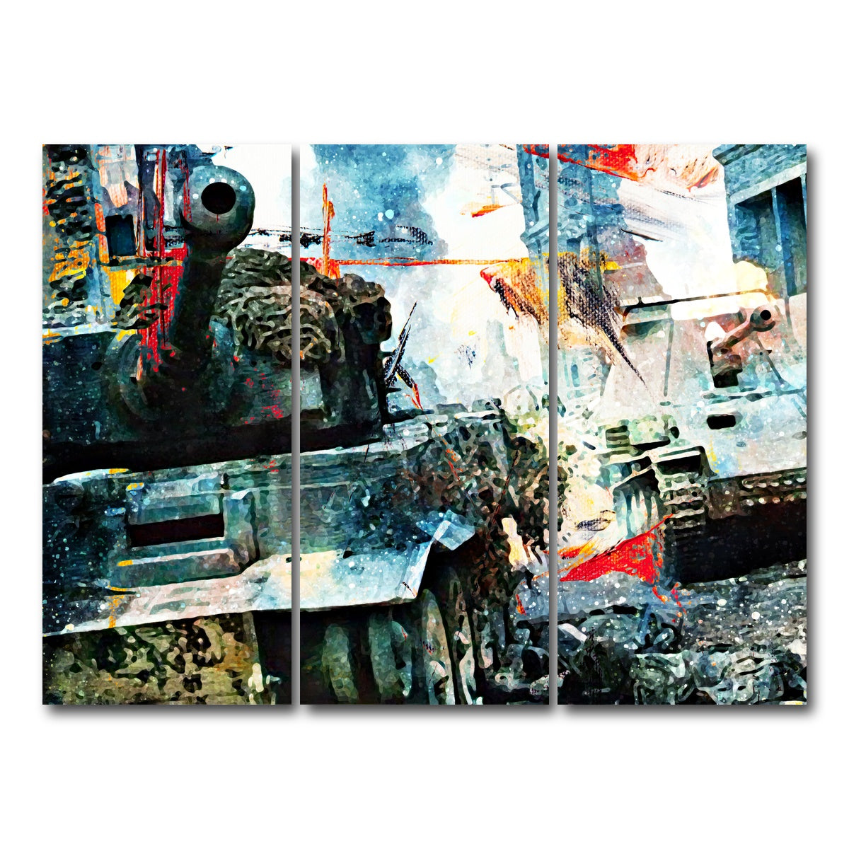 AUTO-MOCKUP WHITE | Tank Battle | 3 Piece | Gallery Wrap Canvas | group=8x18