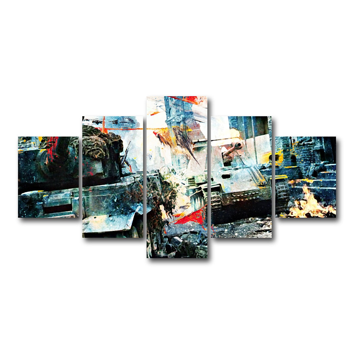 AUTO-MOCKUP WHITE | Tank Battle | 5 Piece | Gallery Wrap Canvas | group=5_short