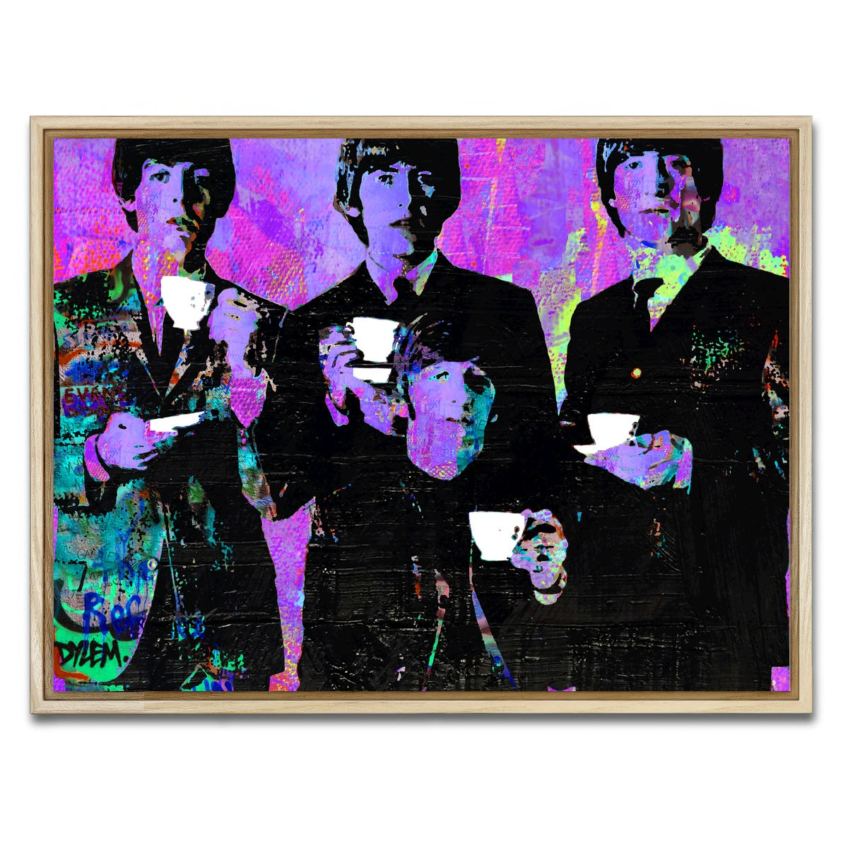 AUTO-MOCKUP WHITE | Tea Time with The Beatles | 1 Piece | Natural Framed Canvas | group=4x3