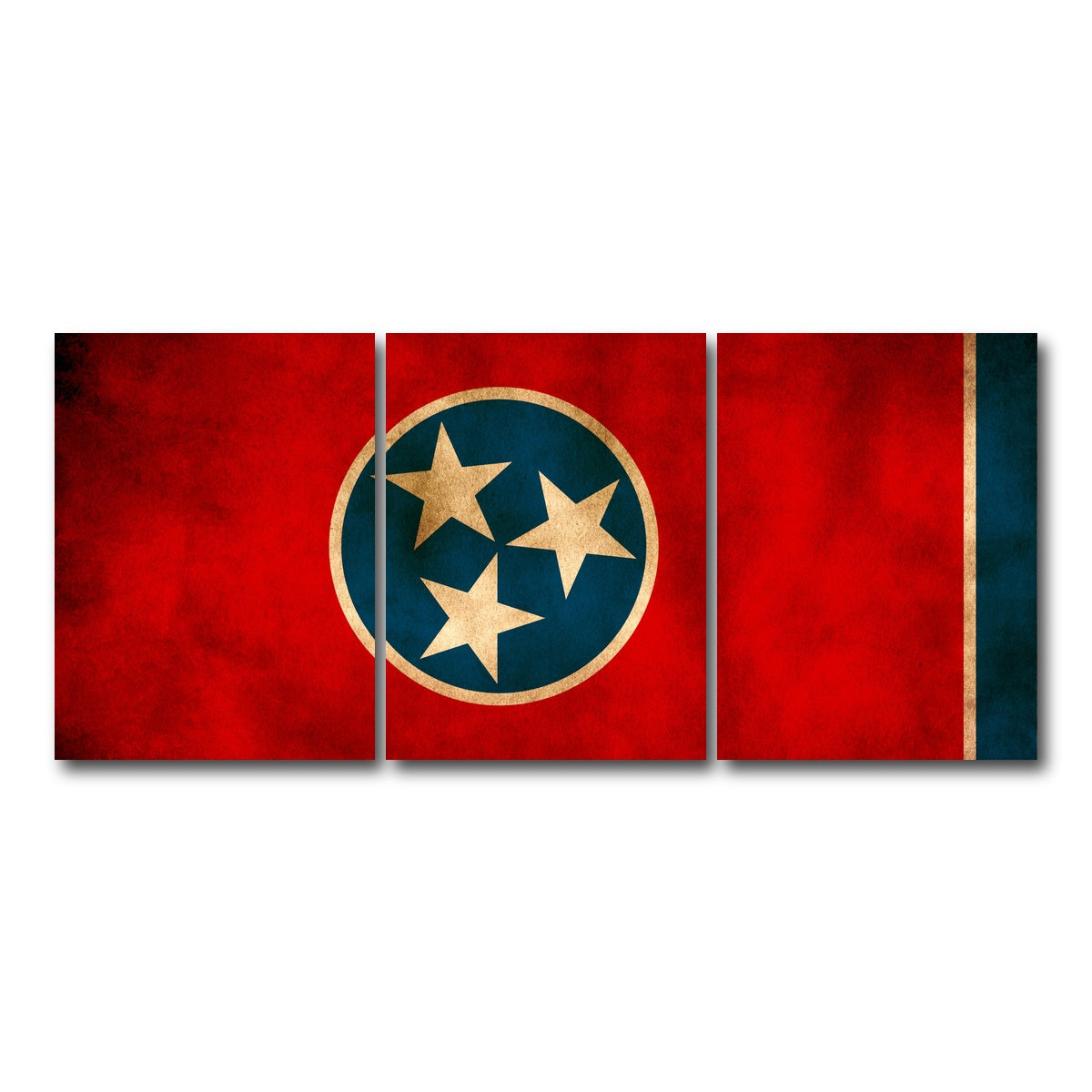 AUTO-MOCKUP WHITE | Tennessee Flag Grunge | 3 Piece | Gallery Wrap Canvas | group=18x24