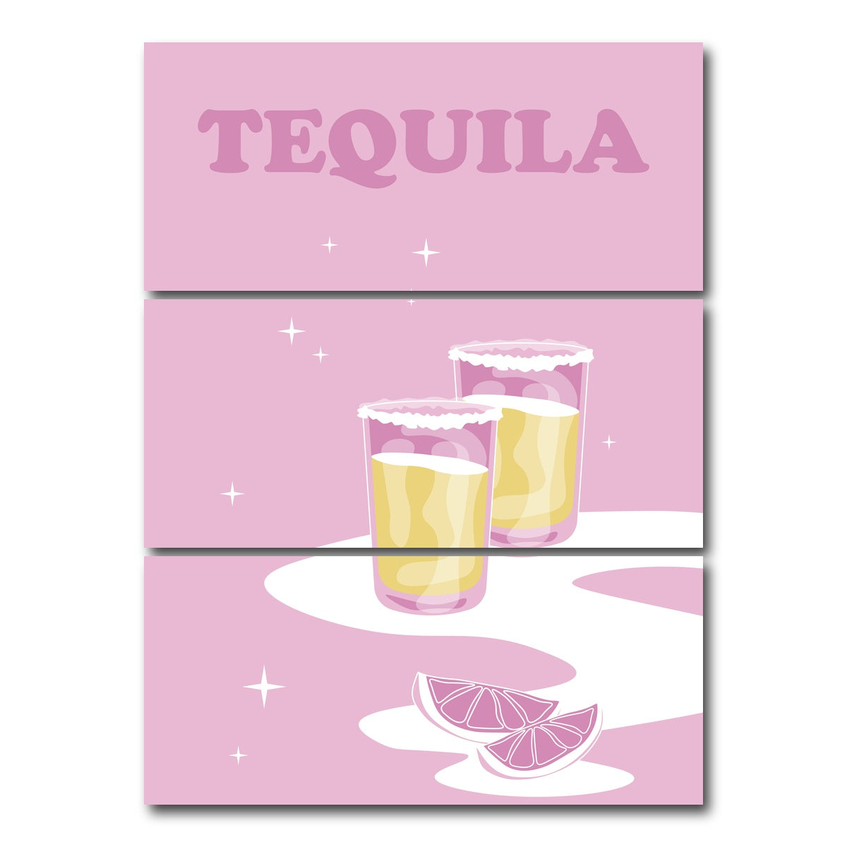 AUTO-MOCKUP WHITE | Tequila For Two | 3 Piece | Gallery Wrap Canvas | group=8x18_stacked