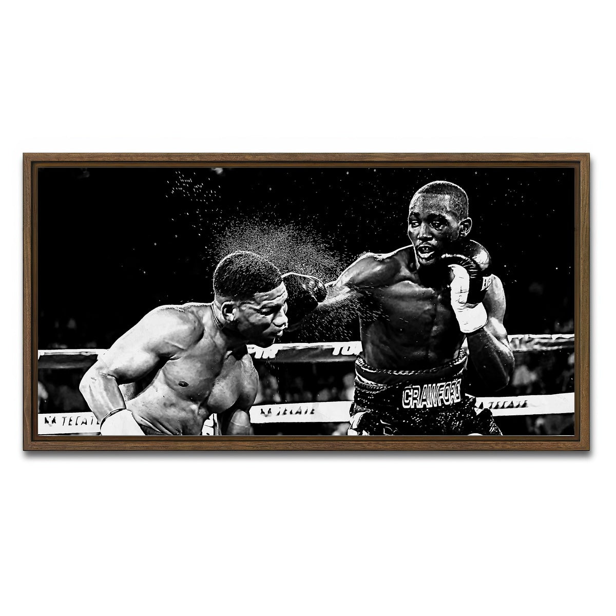 AUTO-MOCKUP WHITE | Terence Crawford Grayscale | 1 Piece | Walnut Framed Canvas | group=2x1
