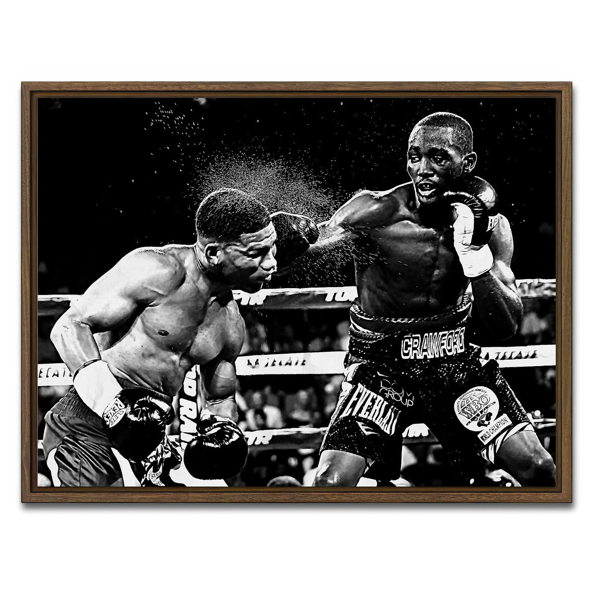 AUTO-MOCKUP WHITE | Terence Crawford Grayscale | 1 Piece | Walnut Framed Canvas | group=4x3