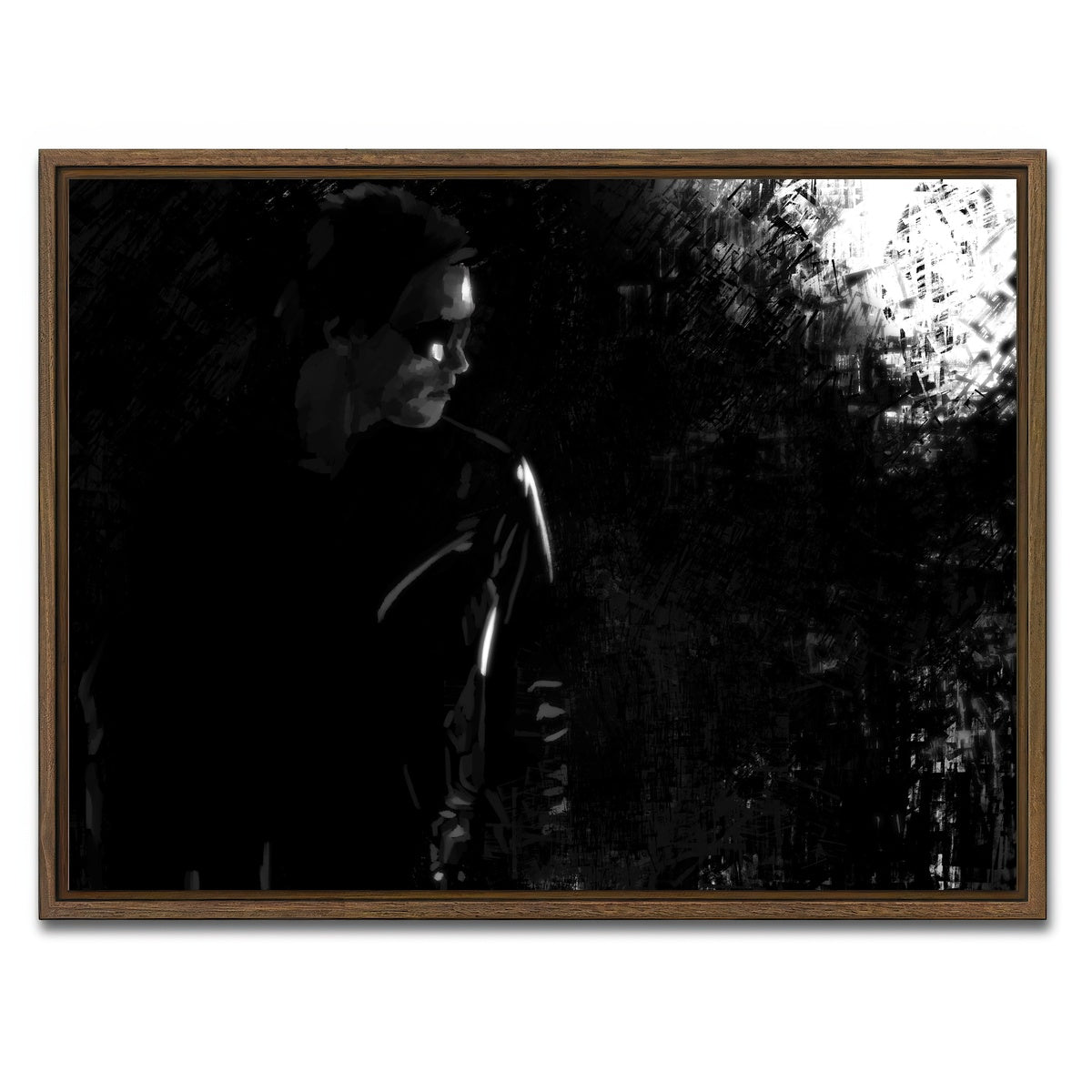 AUTO-MOCKUP WHITE | Terminator in the Shadows | 1 Piece | Walnut Framed Canvas | group=4x3