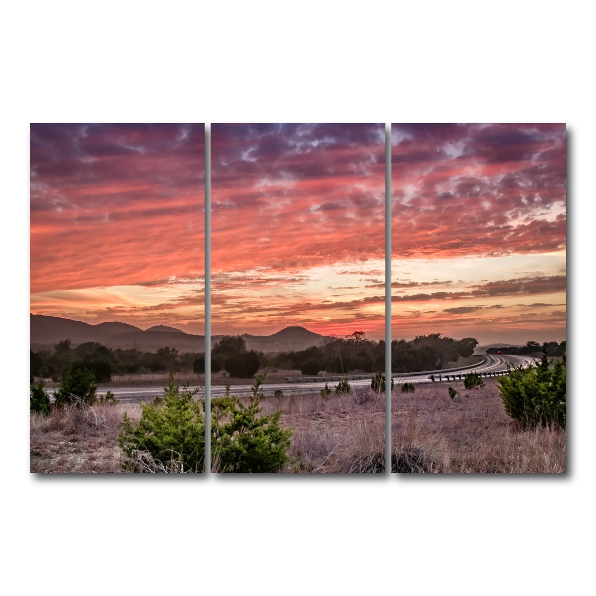 AUTO-MOCKUP WHITE | Texas Hill Country sunset | 3 Piece | Gallery Wrap Canvas | group=12x24
