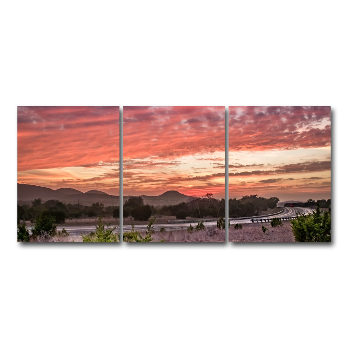 AUTO-MOCKUP WHITE | Texas Hill Country sunset | 3 Piece | Gallery Wrap Canvas | group=18x24