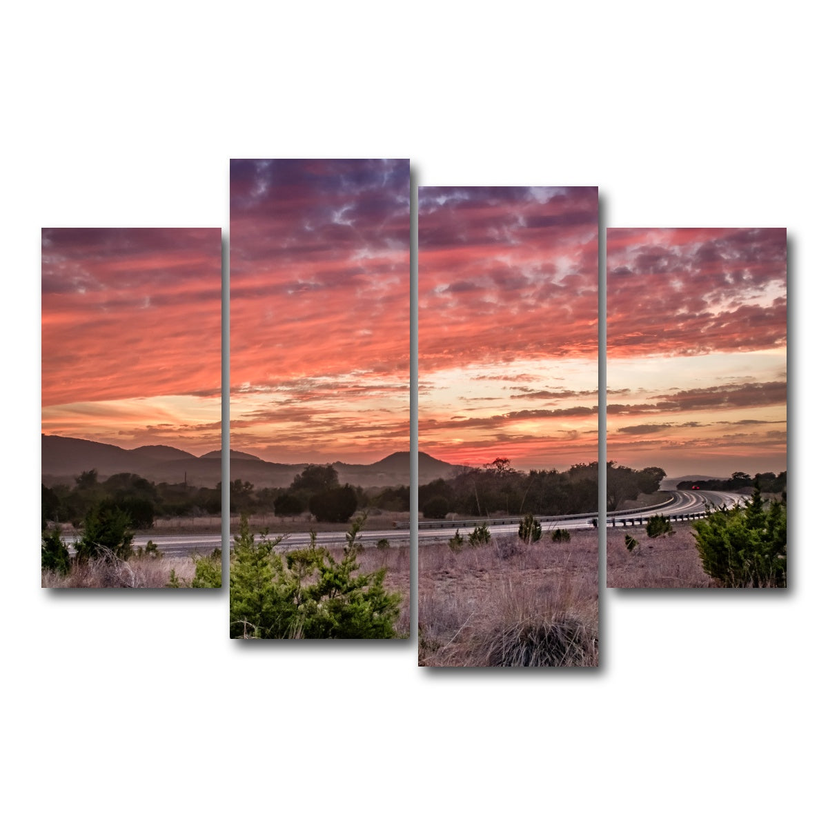AUTO-MOCKUP WHITE | Texas Hill Country sunset | 4 Piece | Gallery Wrap Canvas | group=4_short