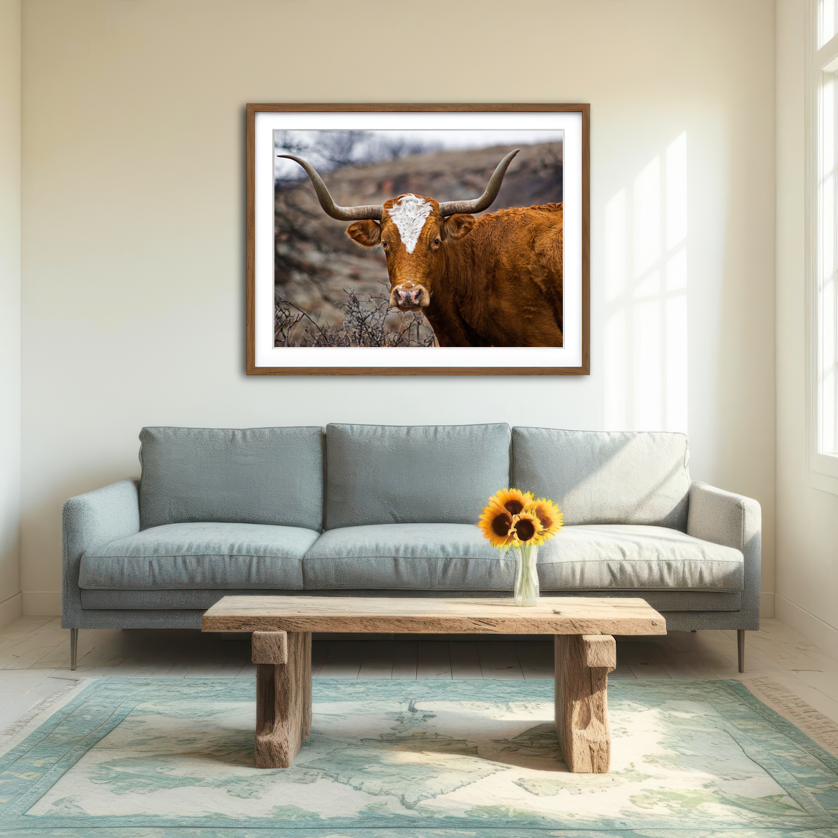 AUTO-MOCKUP ROOM | Texas Longhorn Wall Art