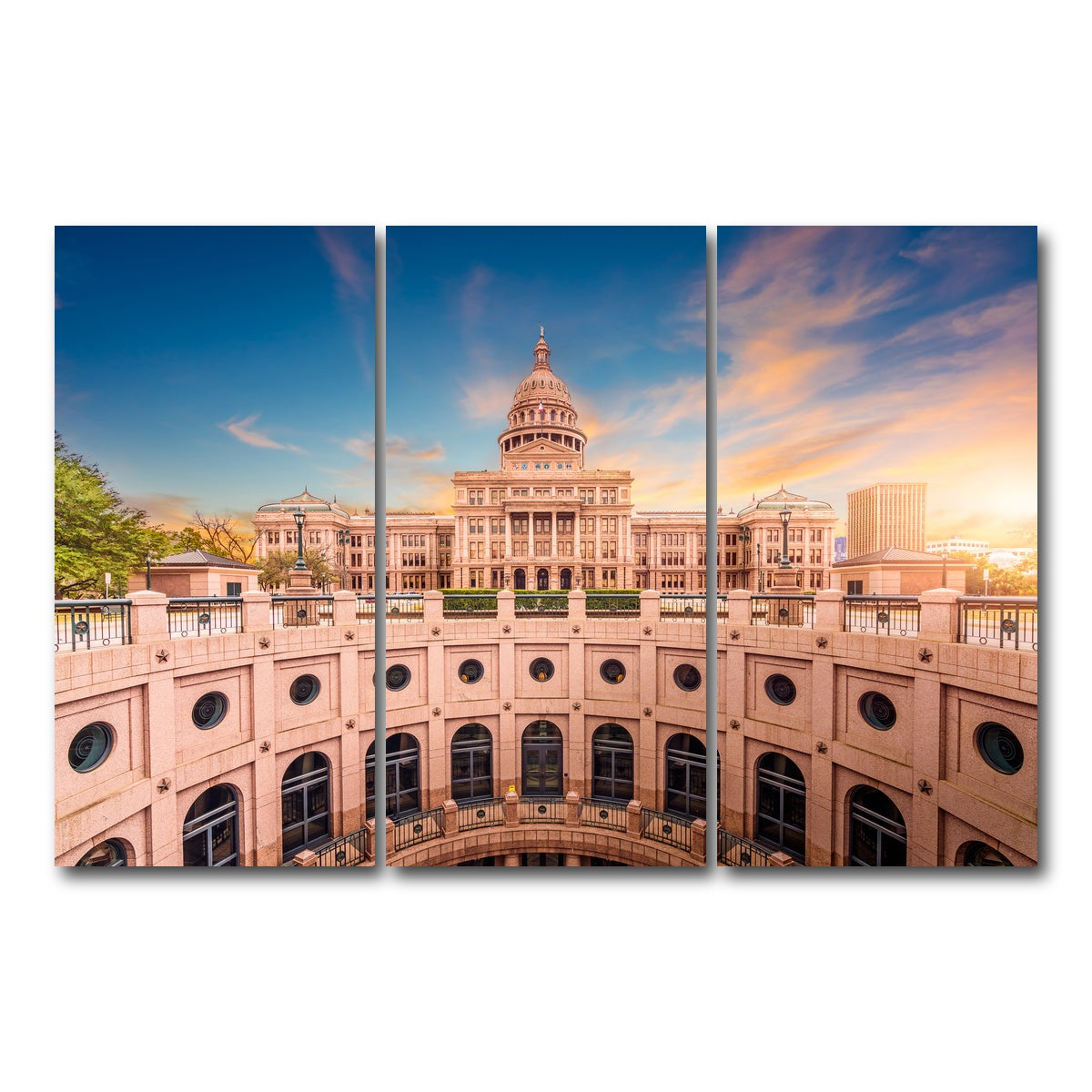 AUTO-MOCKUP WHITE | Texas State Capitol Building | 3 Piece | Gallery Wrap Canvas | group=12x24