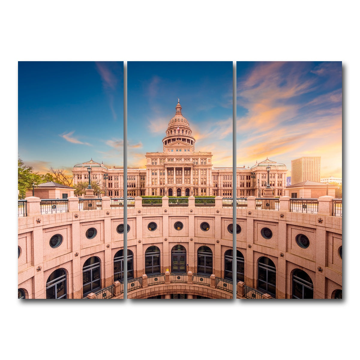 AUTO-MOCKUP WHITE | Texas State Capitol Building | 3 Piece | Gallery Wrap Canvas | group=8x18