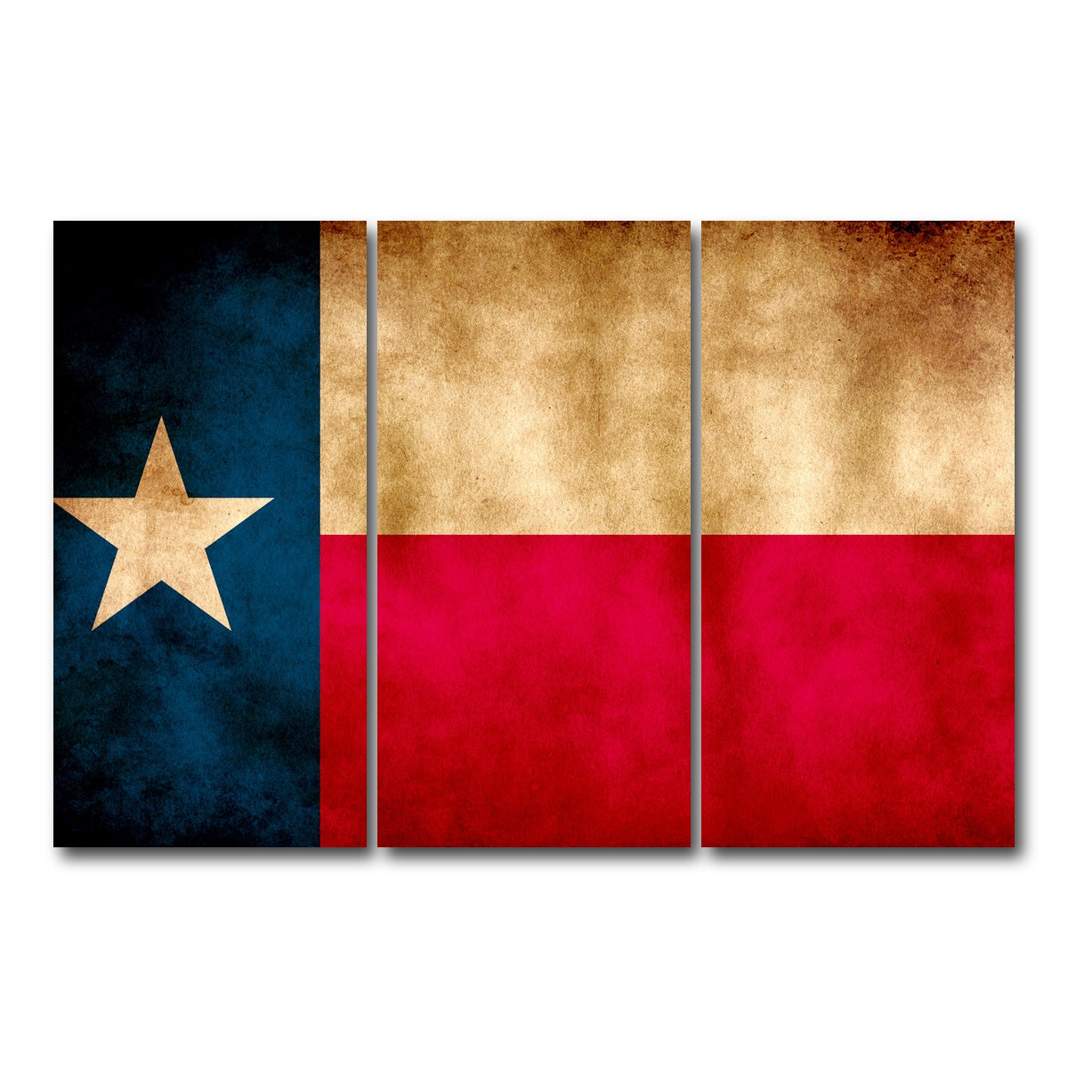 AUTO-MOCKUP WHITE | Texas State Flag | 3 Piece | Gallery Wrap Canvas | group=12x24