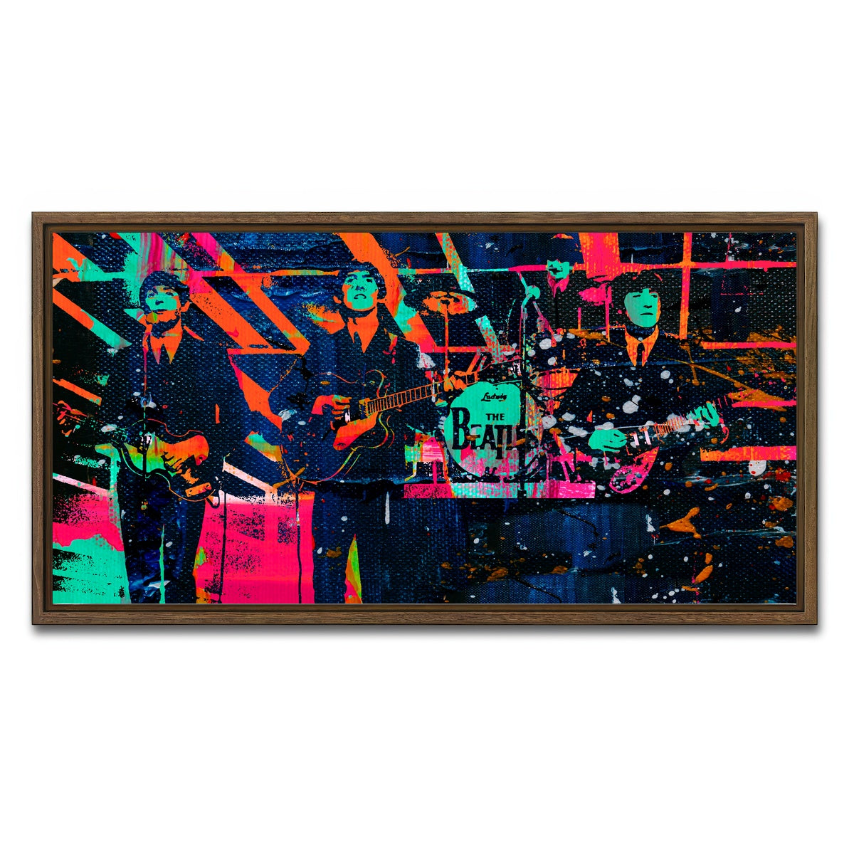 AUTO-MOCKUP WHITE | The Beatles - Ed Sullivan | 1 Piece | Walnut Framed Canvas | group=2x1