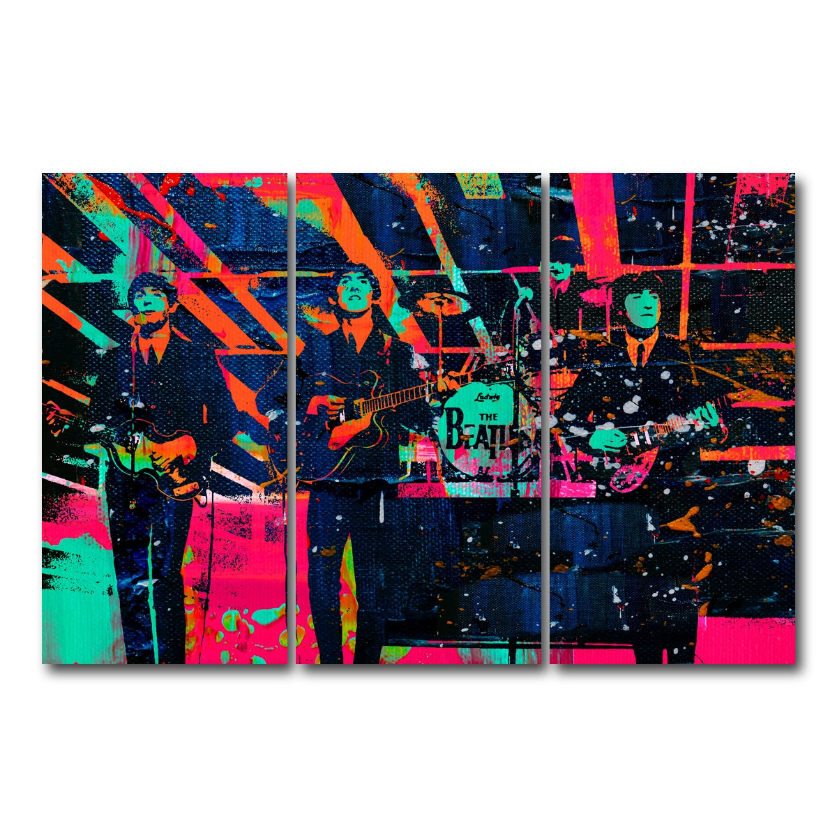 AUTO-MOCKUP WHITE | The Beatles - Ed Sullivan | 3 Piece | Gallery Wrap Canvas | group=12x24