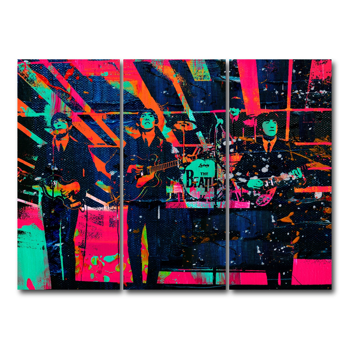 AUTO-MOCKUP WHITE | The Beatles - Ed Sullivan | 3 Piece | Gallery Wrap Canvas | group=8x18