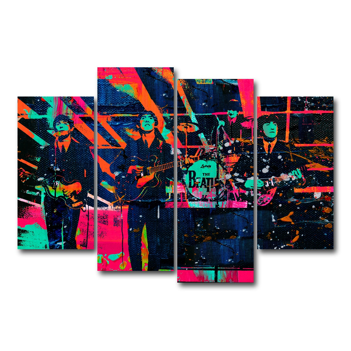 AUTO-MOCKUP WHITE | The Beatles - Ed Sullivan | 4 Piece | Gallery Wrap Canvas | group=4_short