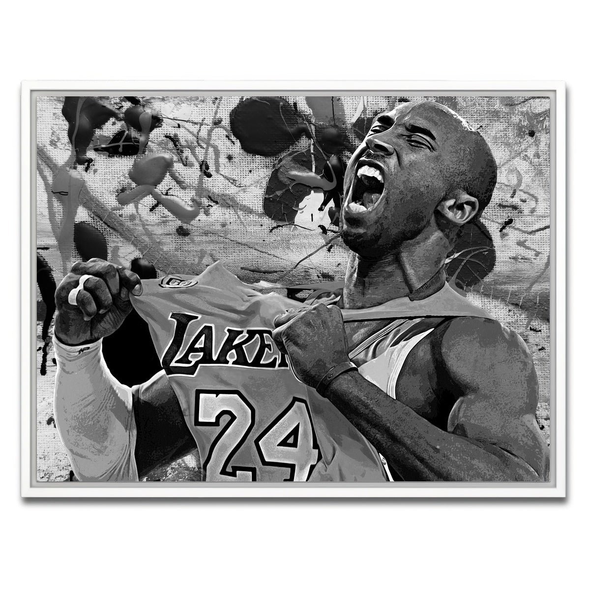 AUTO-MOCKUP WHITE | The Black Mamba Grayscale | 1 Piece | White Framed Canvas | group=4x3
