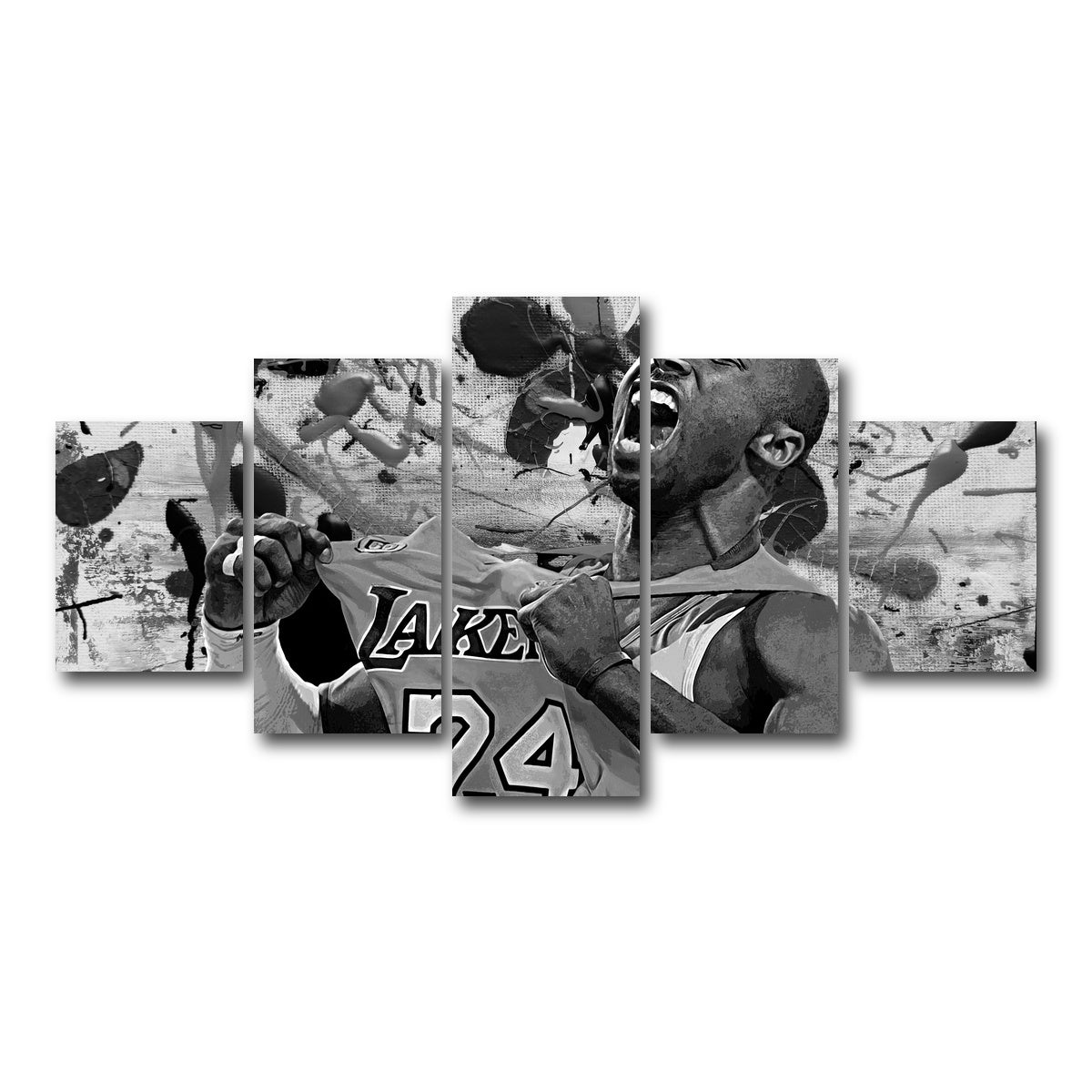 AUTO-MOCKUP WHITE | The Black Mamba Grayscale | 5 Piece | Gallery Wrap Canvas | group=5_short