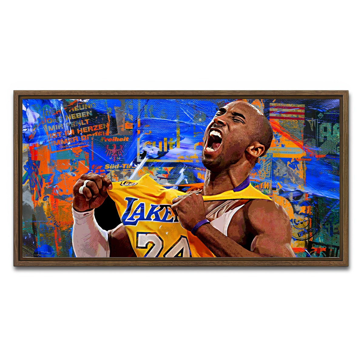 AUTO-MOCKUP WHITE | The Black Mamba Vintage Blue | 1 Piece | Walnut Framed Canvas | group=2x1