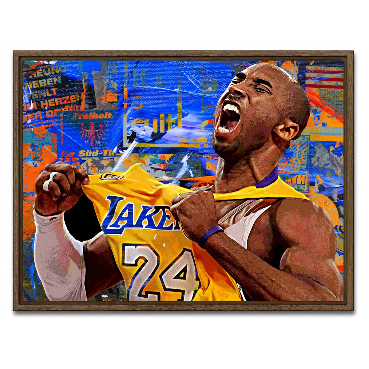 AUTO-MOCKUP WHITE | The Black Mamba Vintage Blue | 1 Piece | Walnut Framed Canvas | group=4x3