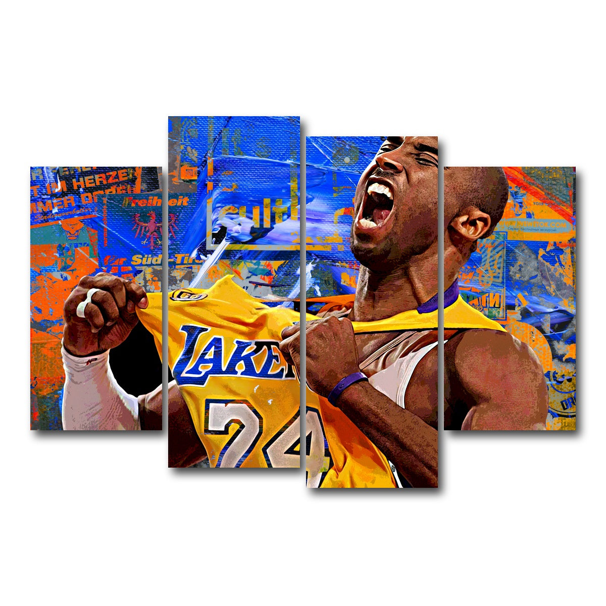 AUTO-MOCKUP WHITE | The Black Mamba Vintage Blue | 4 Piece | Gallery Wrap Canvas | group=4_short