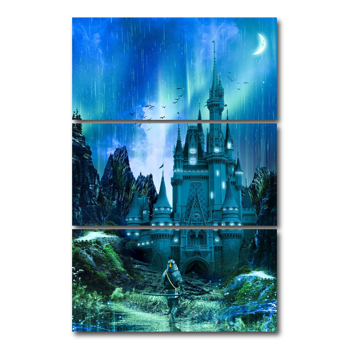 AUTO-MOCKUP WHITE | The Castle | 3 Piece | Gallery Wrap Canvas | group=12x24_stacked