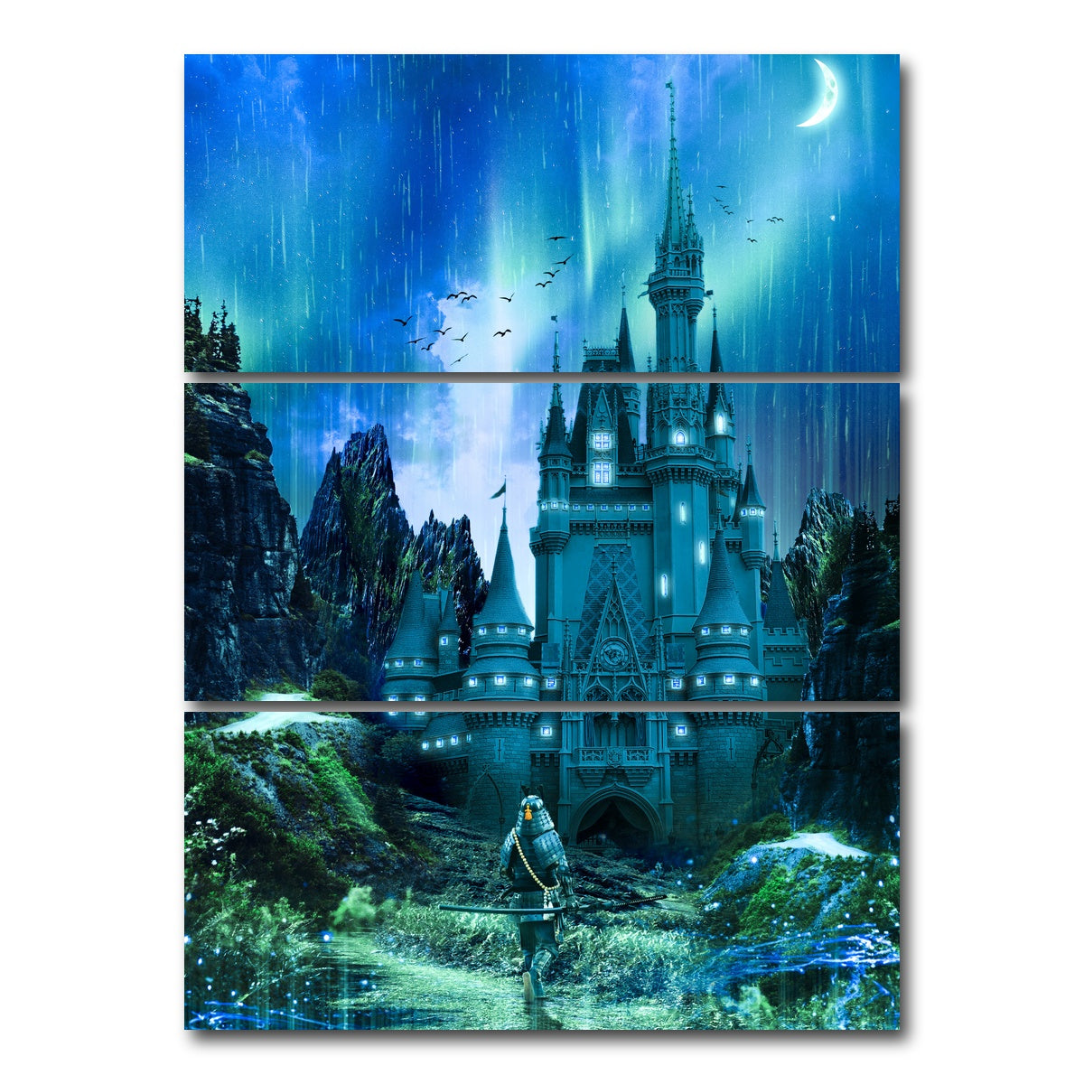 AUTO-MOCKUP WHITE | The Castle | 3 Piece | Gallery Wrap Canvas | group=8x18_stacked