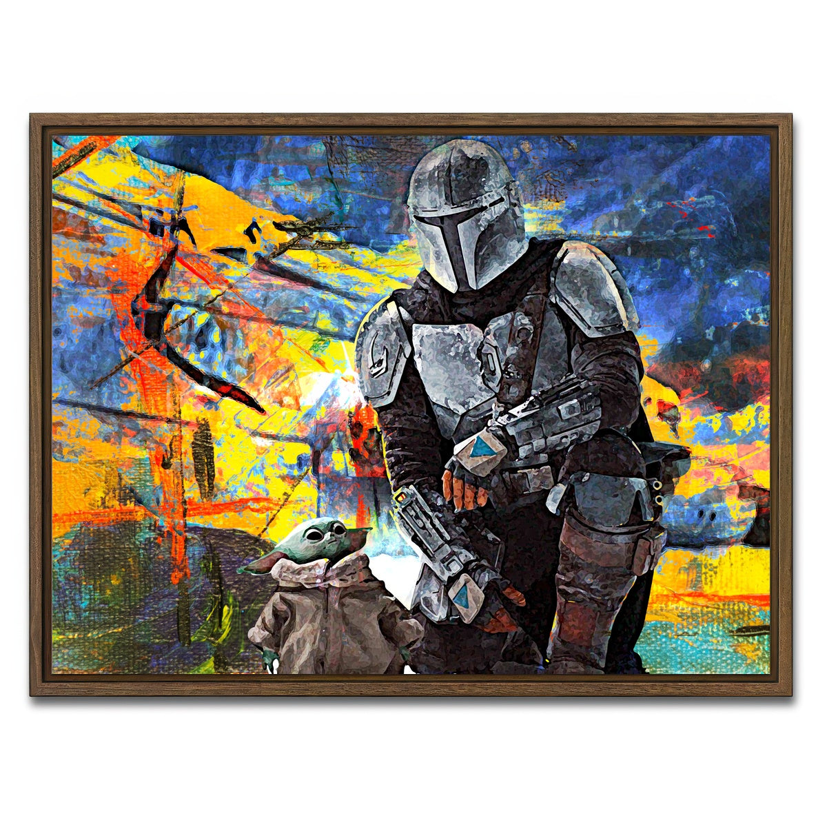 AUTO-MOCKUP WHITE | The Child, The Mandalorian | 1 Piece | Walnut Framed Canvas | group=4x3