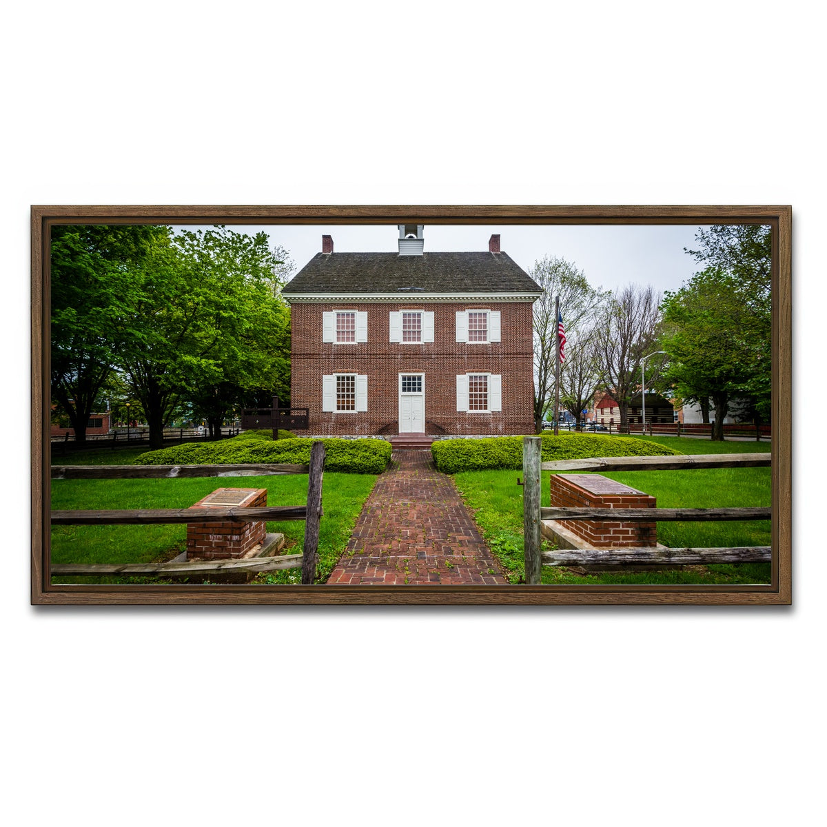 AUTO-MOCKUP WHITE | The Colonial Courthouse | 1 Piece | Walnut Framed Canvas | group=2x1