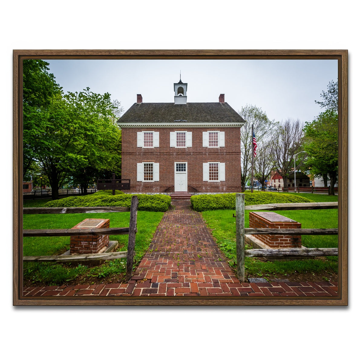 AUTO-MOCKUP WHITE | The Colonial Courthouse | 1 Piece | Walnut Framed Canvas | group=4x3