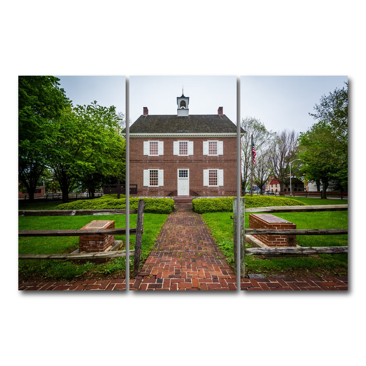 AUTO-MOCKUP WHITE | The Colonial Courthouse | 3 Piece | Gallery Wrap Canvas | group=12x24