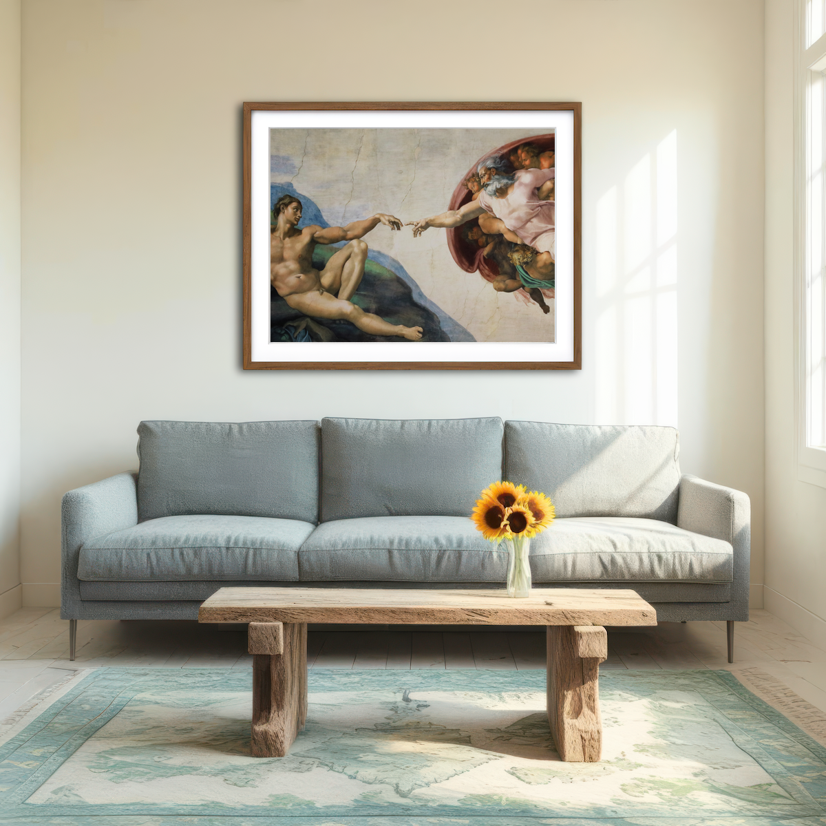 AUTO-MOCKUP ROOM | The Creation of Adam Wall Art