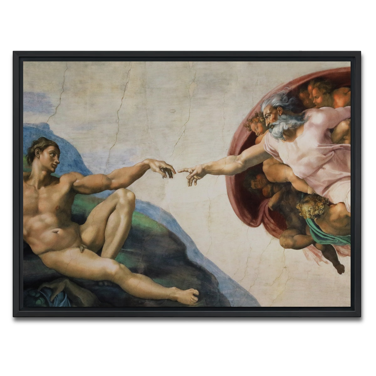 AUTO-MOCKUP WHITE | The Creation of Adam | 1 Piece | Black Framed Canvas | group=4x3