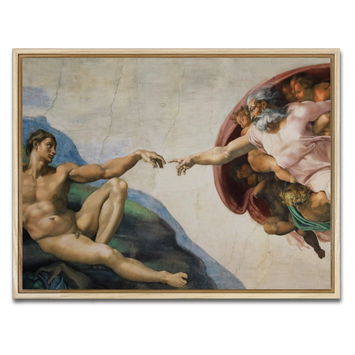 AUTO-MOCKUP WHITE | The Creation of Adam | 1 Piece | Natural Framed Canvas | group=4x3