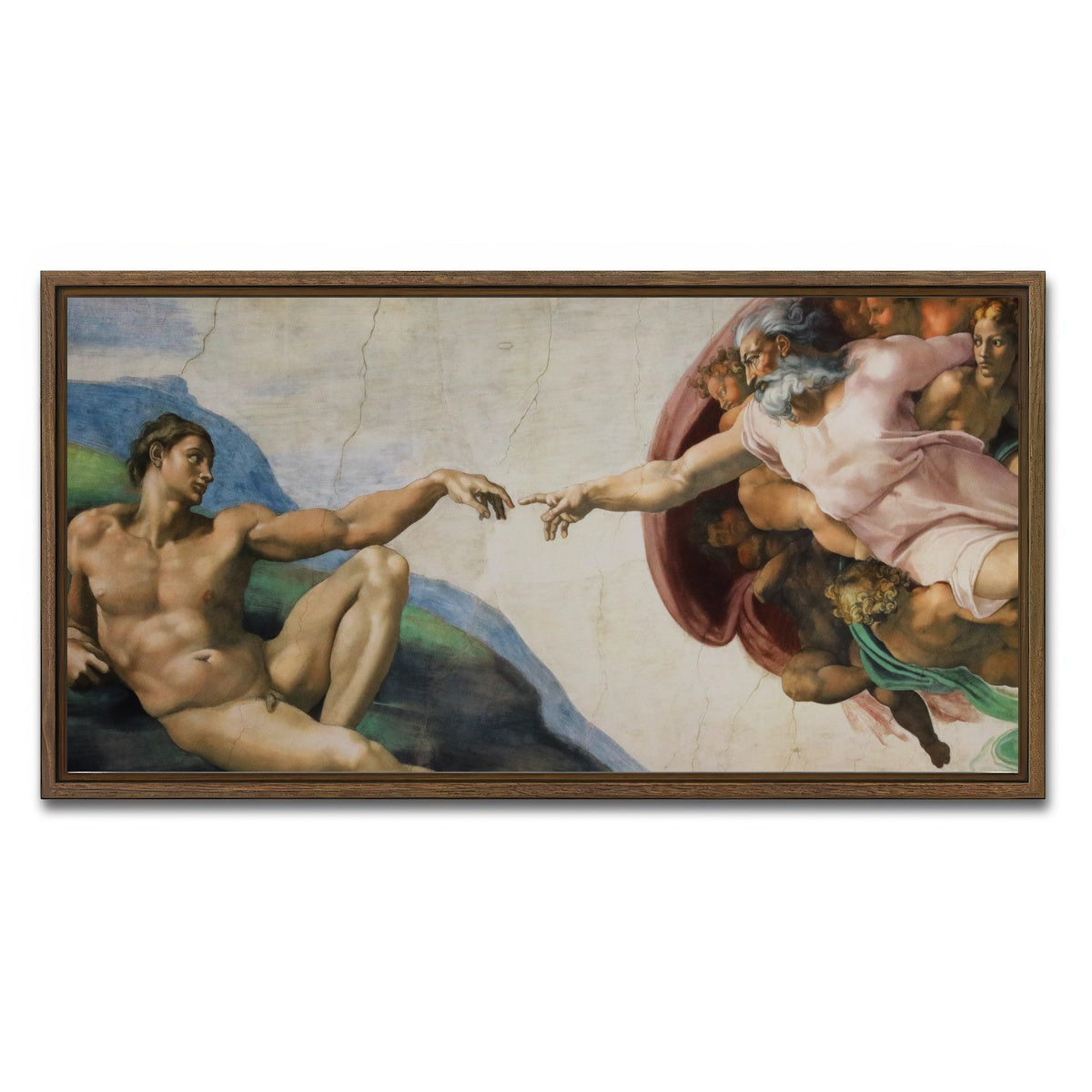 AUTO-MOCKUP WHITE | The Creation of Adam | 1 Piece | Walnut Framed Canvas | group=2x1
