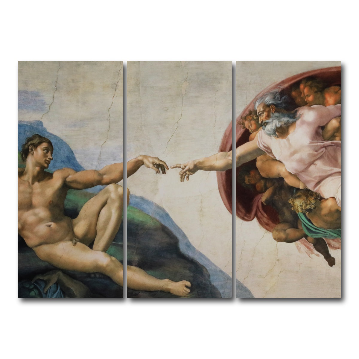 AUTO-MOCKUP WHITE | The Creation of Adam | 3 Piece | Gallery Wrap Canvas | group=8x18