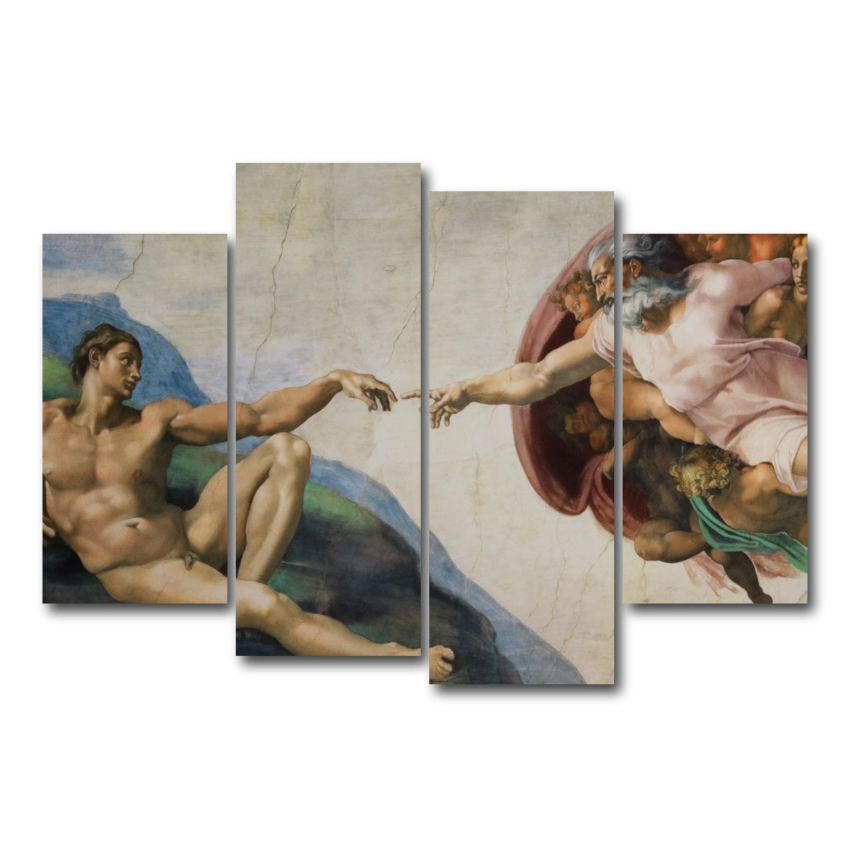 AUTO-MOCKUP WHITE | The Creation of Adam | 4 Piece | Gallery Wrap Canvas | group=4_short