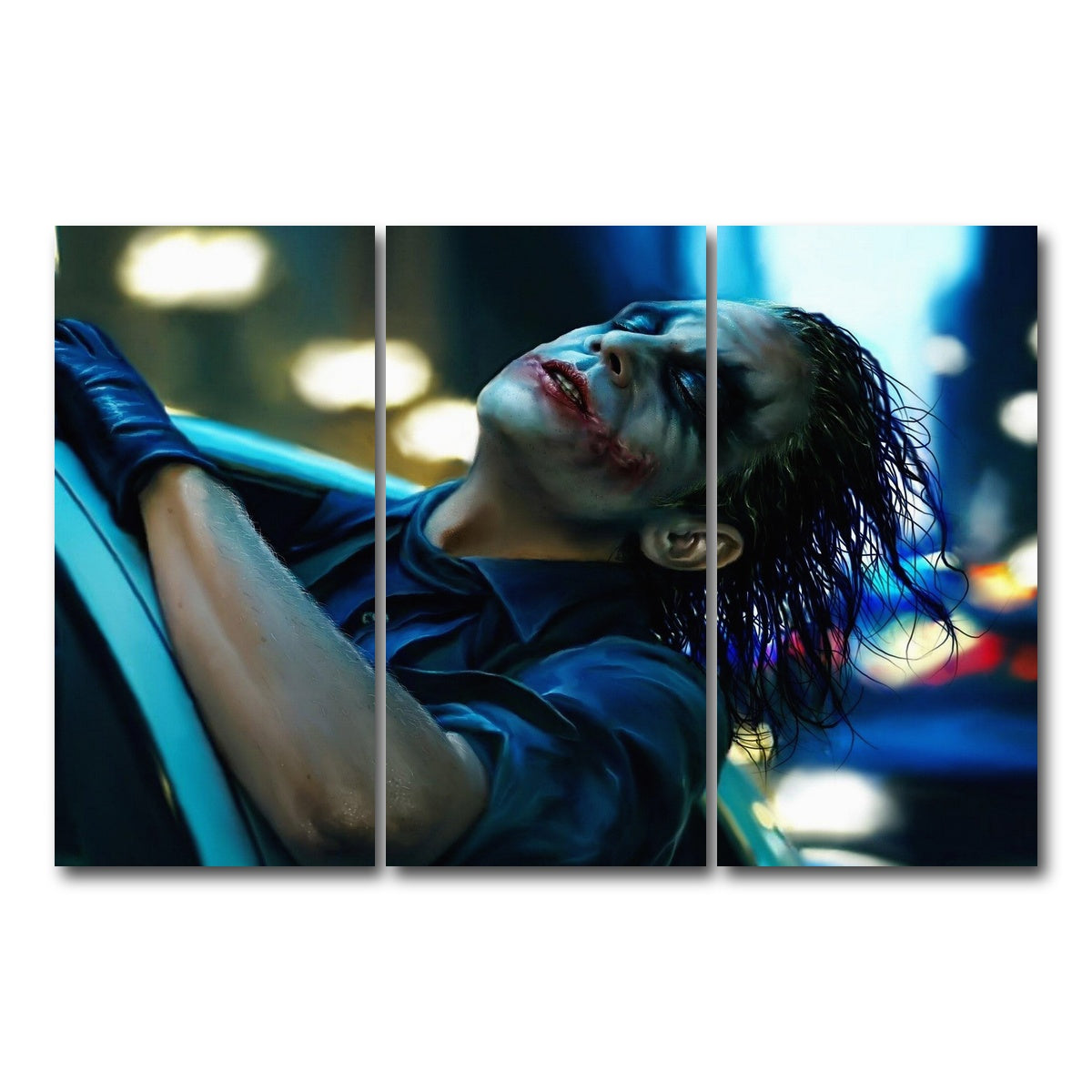 AUTO-MOCKUP WHITE | The Dark Knight Joker | 3 Piece | Gallery Wrap Canvas | group=12x24