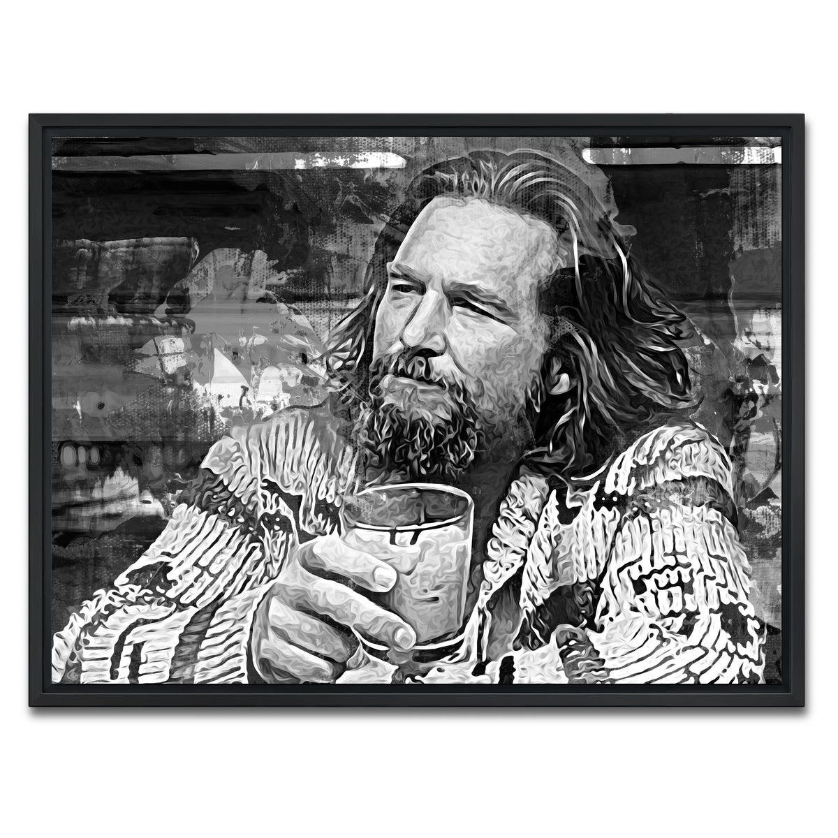 AUTO-MOCKUP WHITE | The Dude Grayscale | 1 Piece | Black Framed Canvas | group=4x3