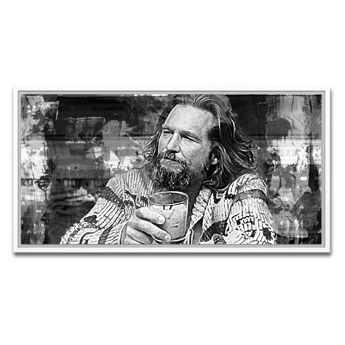 AUTO-MOCKUP WHITE | The Dude Grayscale | 1 Piece | White Framed Canvas | group=2x1