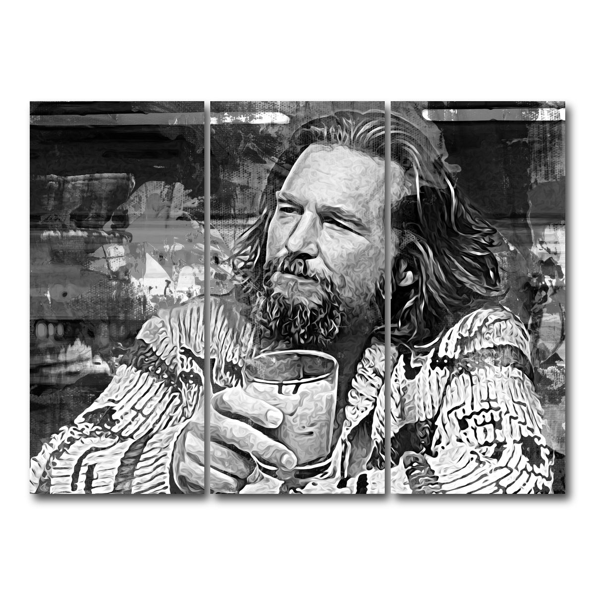 AUTO-MOCKUP WHITE | The Dude Grayscale | 3 Piece | Gallery Wrap Canvas | group=8x18