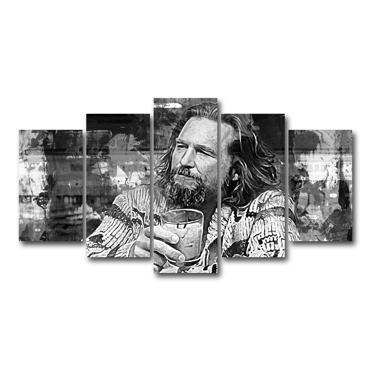 AUTO-MOCKUP WHITE | The Dude Grayscale | 5 Piece | Gallery Wrap Canvas | group=5_normal