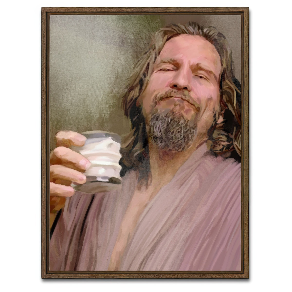 AUTO-MOCKUP WHITE | The Dude Says cheers | 1 Piece | Walnut Framed Canvas | group=3x4