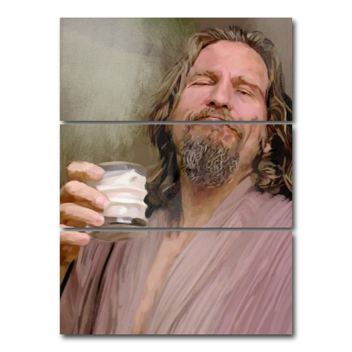 AUTO-MOCKUP WHITE | The Dude Says cheers | 3 Piece | Gallery Wrap Canvas | group=8x18_stacked