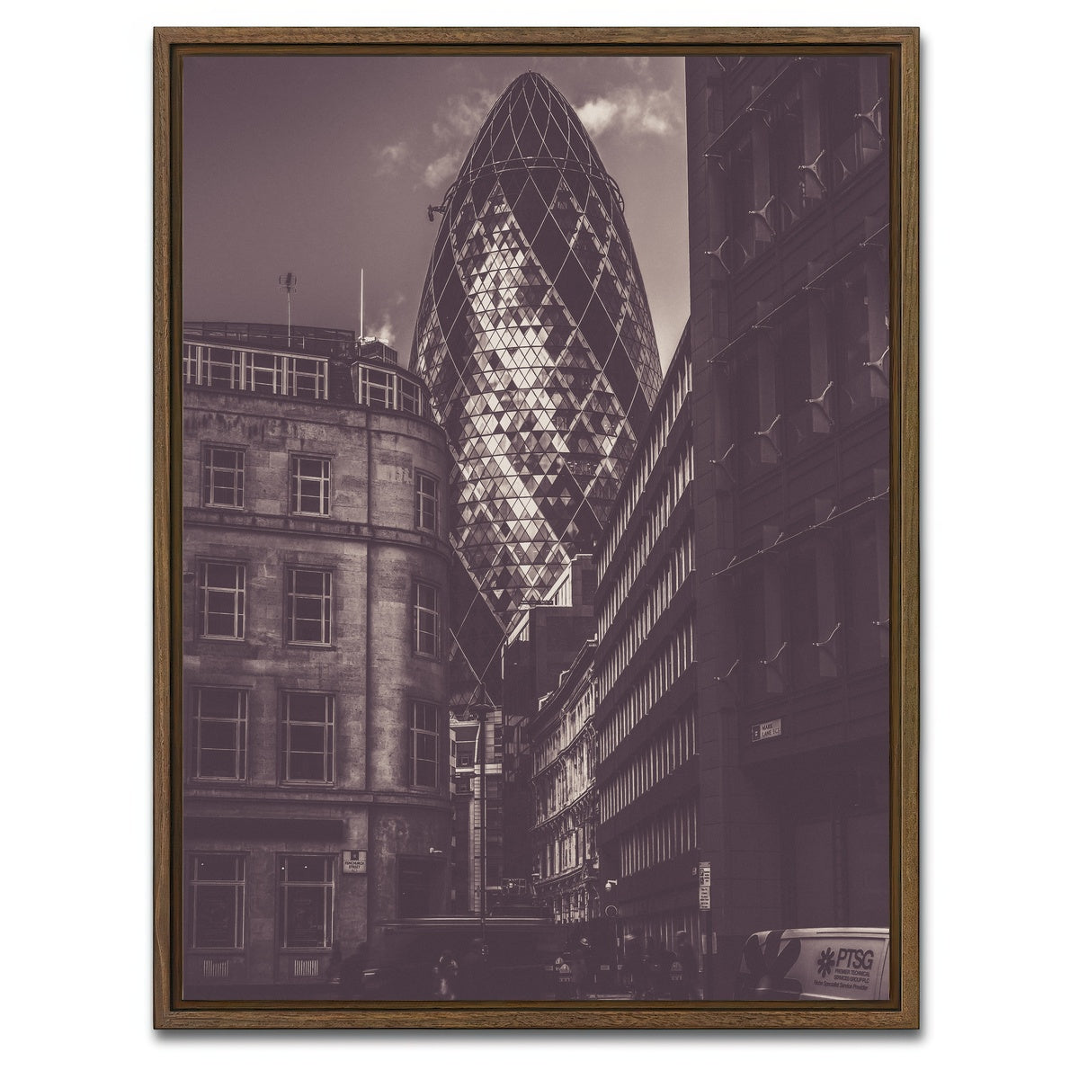 AUTO-MOCKUP WHITE | The Gherkin | 1 Piece | Walnut Framed Canvas | group=3x4